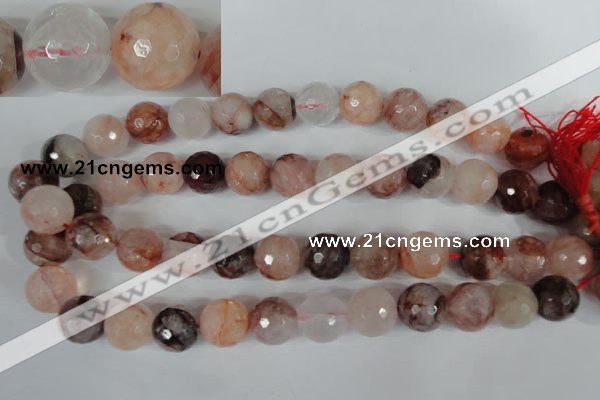 CPQ68 15.5 inches 16mm faceted round natural pink quartz beads