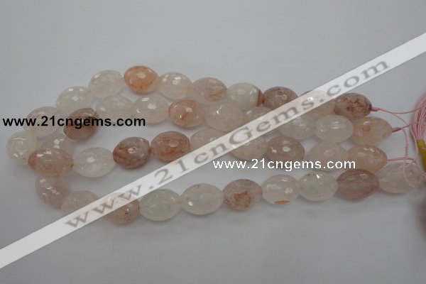 CPQ74 15.5 inches 15*20mm faceted rice natural pink quartz beads