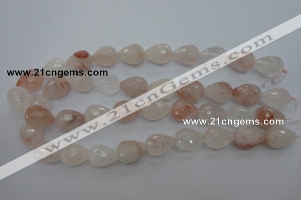 CPQ76 15.5 inches 15*20mm faceted teardrop natural pink quartz beads