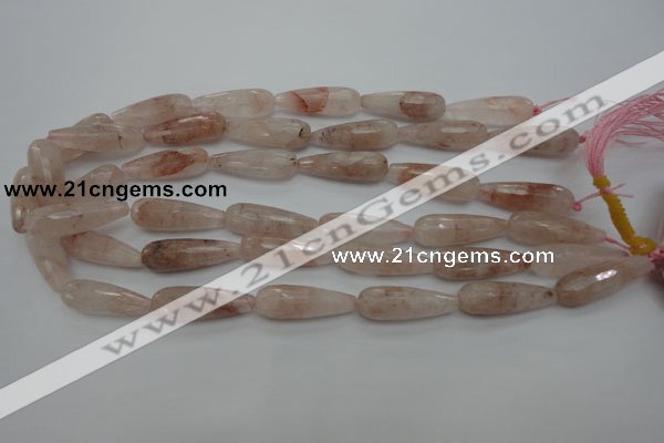 CPQ78 15.5 inches 10*30mm faceted teardrop natural pink quartz beads