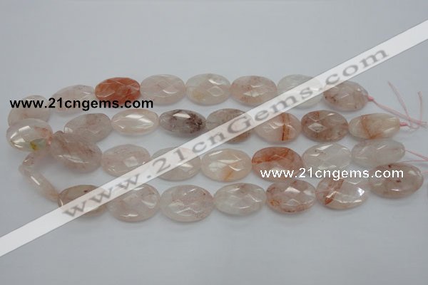 CPQ85 15.5 inches 18*25mm faceted oval natural pink quartz beads