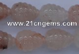 CPQ92 15.5 inches 15*20mm carved teardrop natural pink quartz beads