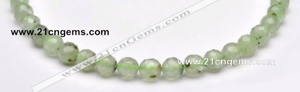 CPR06 A- grade 10mm faceted round natural prehnite stone beads