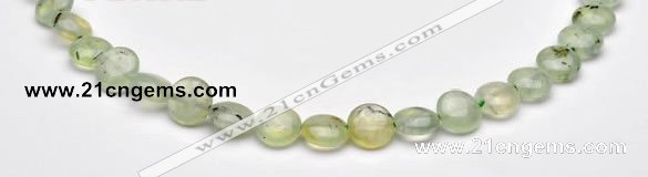 CPR07  A grade 10mm flat round natural prehnite gemstone beads