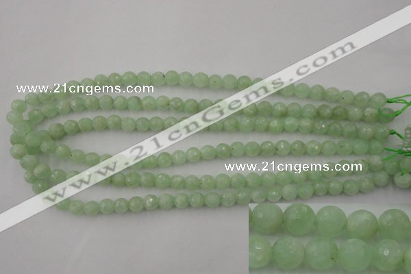 CPR111 15.5 inches 6mm faceted round natural prehnite beads wholesale