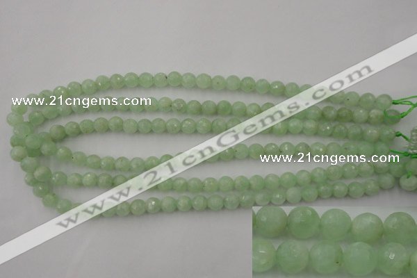 CPR112 15.5 inches 8mm faceted round natural prehnite beads wholesale