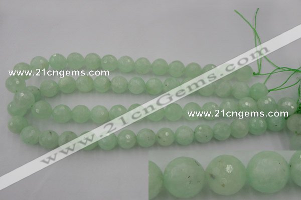 CPR115 15.5 inches 14mm faceted round natural prehnite beads wholesale