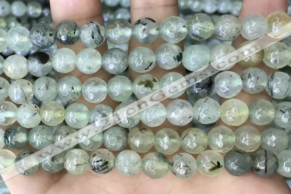 CPR421 15.5 inches 8mm faceted round prehnite beads wholesale