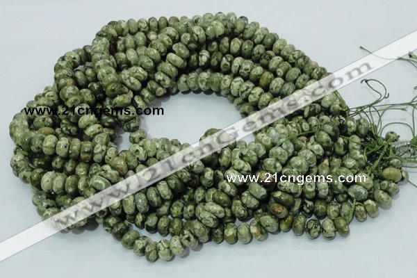 CPS02 15.5 inches 6*10mm rondelle green peacock stone beads wholesale