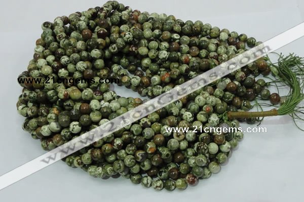 CPS05 15.5 inches 8mm round green peacock stone beads wholesale