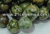 CPS07 15.5 inches 16mm round green peacock stone beads wholesale