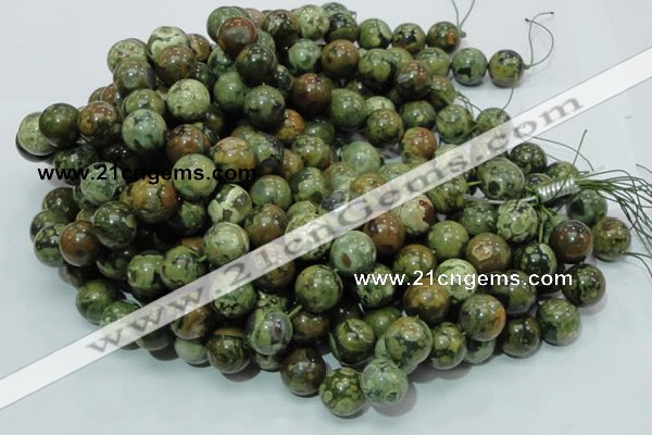 CPS07 15.5 inches 16mm round green peacock stone beads wholesale