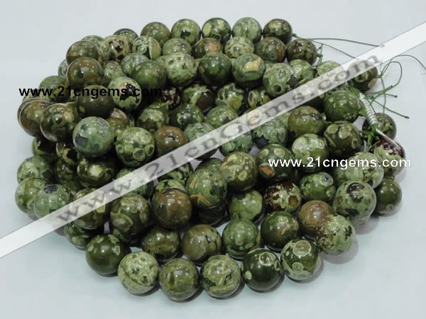 CPS08 15.5 inches 18mm round green peacock stone beads wholesale