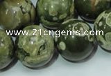CPS09 15.5 inches 20mm round green peacock stone beads wholesale