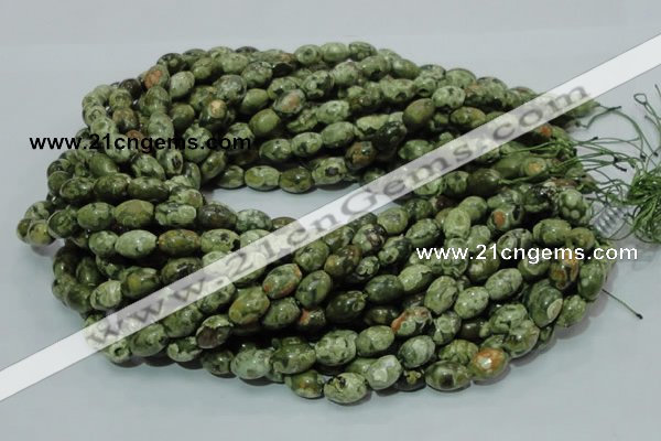 CPS10 15.5 inches 8*12mm rice green peacock stone beads wholesale