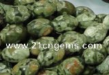 CPS11 15.5 inches 10*14mm rice green peacock stone beads wholesale