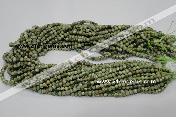 CPS110 15.5 inches 4mm round green peacock stone beads wholesale