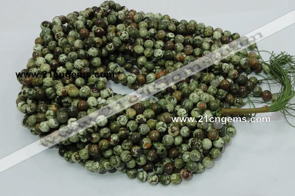 CPS111 15.5 inches 10mm round green peacock stone beads wholesale