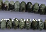 CPS119 15.5 inches 7*14mm faceted rondelle green peacock stone beads