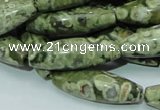 CPS12 15.5 inches 10*30mm rice green peacock stone beads wholesale