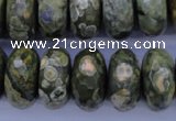 CPS120 15.5 inches 10*20mm faceted rondelle green peacock stone beads