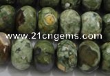 CPS124 15.5 inches 12*16mm faceted rondelle green peacock stone beads