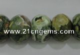 CPS125 15.5 inches 15*20mm faceted rondelle green peacock stone beads