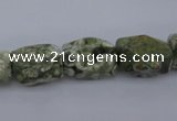 CPS131 15.5 inches 10*15mm faceted nuggets green peacock stone beads