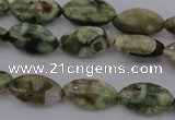 CPS136 15.5 inches 6*12mm marquise green peacock stone beads