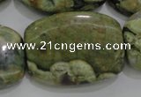 CPS144 15.5 inches 25*35mm rectangle green peacock stone beads