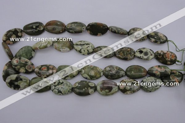 CPS148 15.5 inches 18*25mm freeform green peacock stone beads