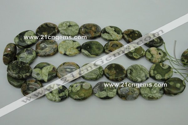 CPS149 15.5 inches 20*26mm freeform green peacock stone beads