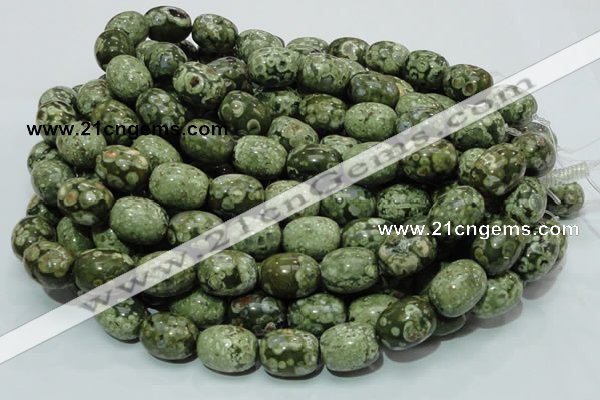 CPS16 15.5 inches 16*20mm egg-shaped green peacock stone beads