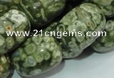 CPS17 15.5 inches 18*24mm egg-shaped green peacock stone beads