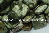 CPS18 15.5 inches 15*15mm square green peacock stone beads wholesale