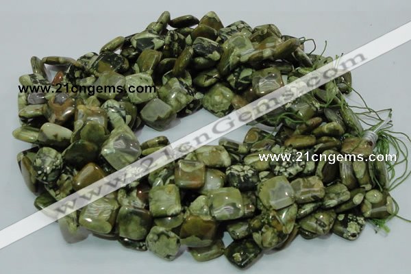 CPS21 15.5 inches 15*15mm rhombic green peacock stone beads wholesale