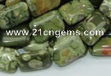 CPS25 15.5 inches 12*18mm rectangle green peacock stone beads