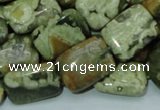 CPS26 15.5 inches 14*20mm rectangle green peacock stone beads