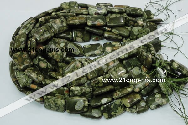 CPS27 15.5 inches 18*24mm rectangle green peacock stone beads