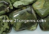 CPS28 15.5 inches 22*30mm rectangle green peacock stone beads