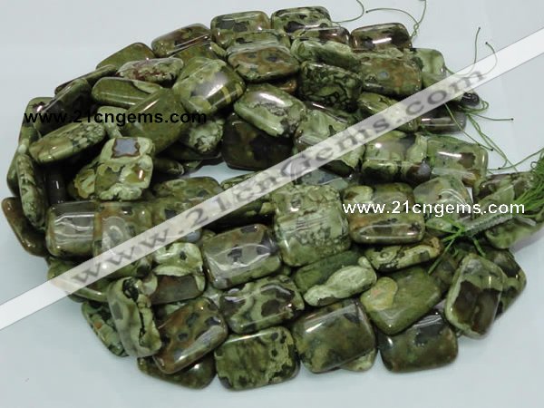 CPS28 15.5 inches 22*30mm rectangle green peacock stone beads