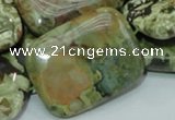 CPS29 15.5 inches 30*40mm rectangle green peacock stone beads