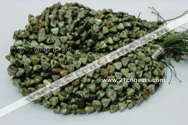 CPS30 15.5 inches 10*10mm triangle green peacock stone beads