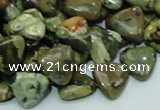 CPS31 15.5 inches 12*12mm triangle green peacock stone beads