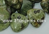 CPS33 15.5 inches 20*20mm triangle green peacock stone beads