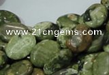 CPS44 15.5 inches 12*16mm oval green peacock stone beads wholesale