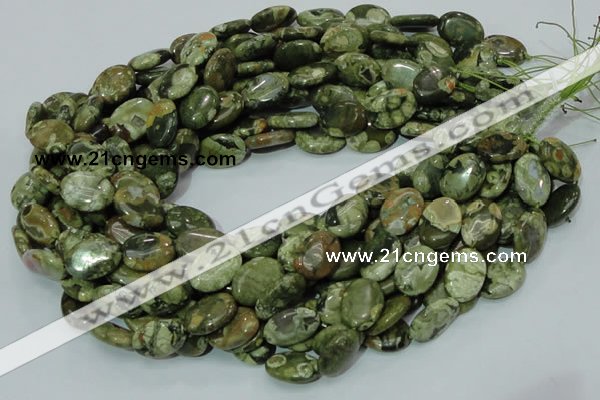 CPS44 15.5 inches 12*16mm oval green peacock stone beads wholesale