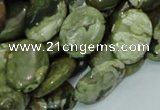 CPS45 15.5 inches 14*18mm oval green peacock stone beads wholesale