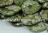 CPS48 15.5 inches 18*25mm flat teardrop green peacock stone beads