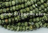 CPS51 15.5 inches 4*6mm faceted rondelle green peacock stone beads